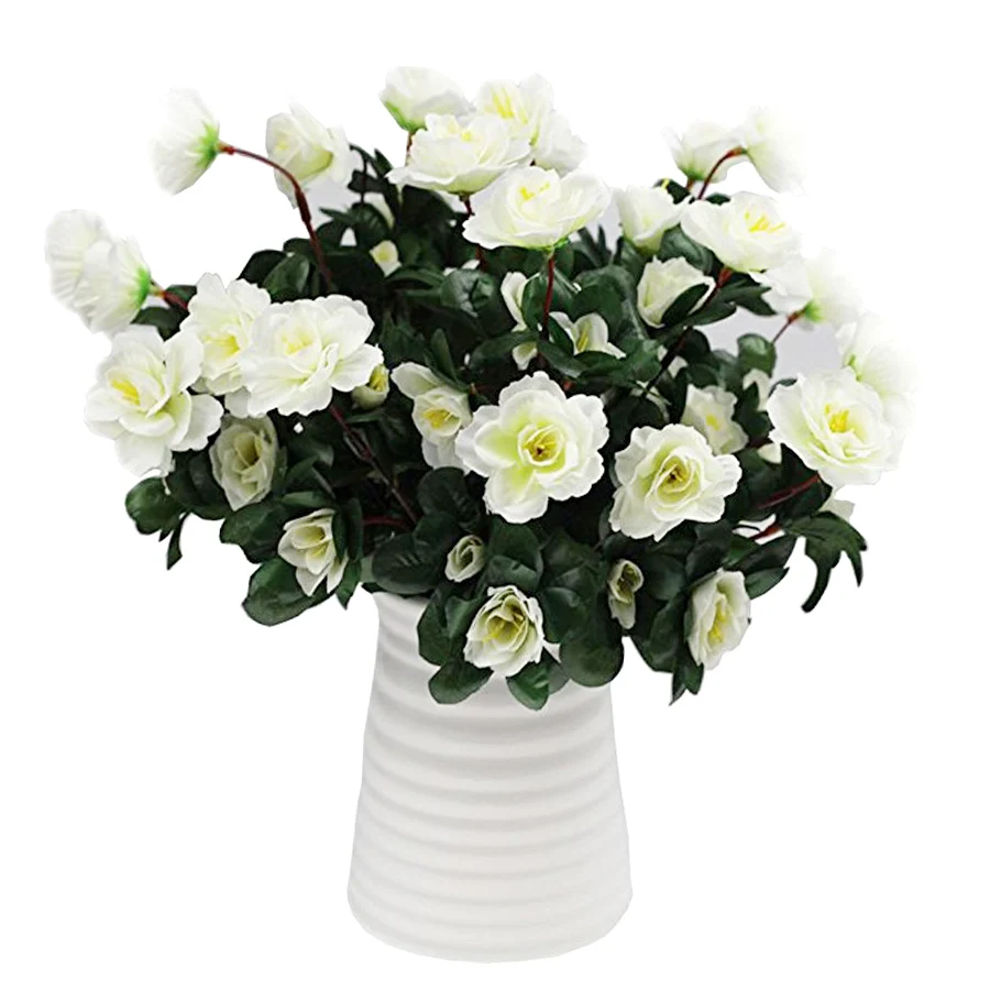 الخريف في الهواء الطلق الاصطناعي الأحمر الأزاليا شجيرات الزهور عالية الجودة مقاومة للأشعة فوق البنفسجية ديكور الزهور وهمية ديكورات المنزل الصغيرة للحديقة