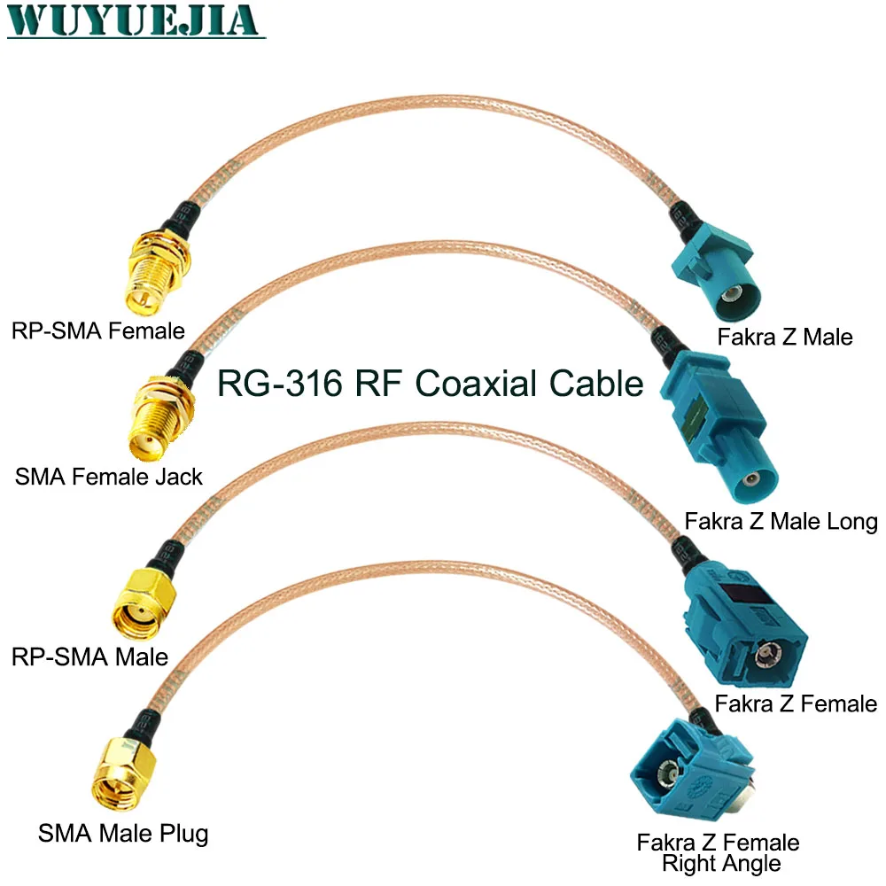

10CM-15M Water Blue Fakra Z Male to SMA Female RG316 Pigtail RF Coaxial Cable Car Navigation GPS Antenna Adapter Extension Cable