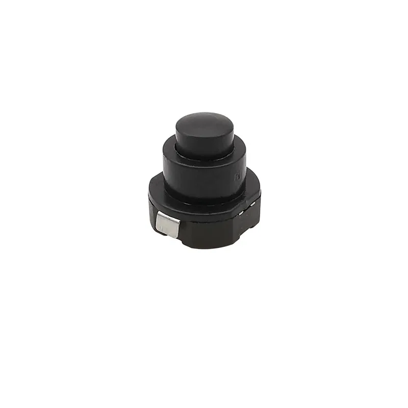 Flashlight Torch Part Round Small Push Button Switch Black DC 30V 1A 10mm x 10mm Self-Locking Flashlight Button Switches ON-OFF