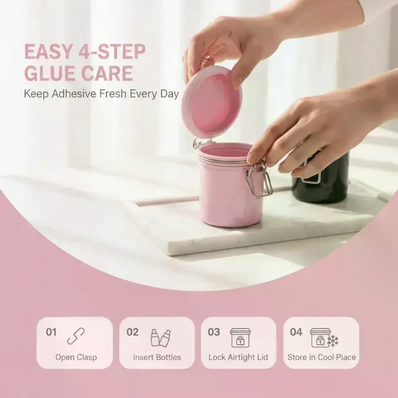Leak Proof False Eyelash Glue Storage Container 200ML Easy Use Organizer for Beauty Salons Lash Beginners Artists