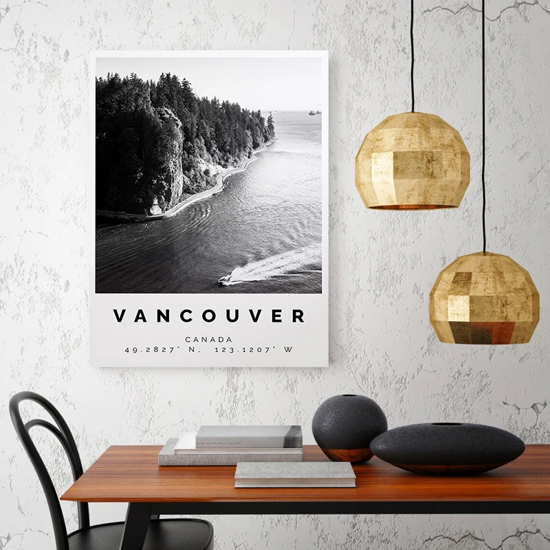 الصورة الحقيقية لمدن كندا السفر المشارك قماش الطباعة B & W كندا السفر جدار ديكور كيبيك ريجينا ادمونتون الجدار الديكور