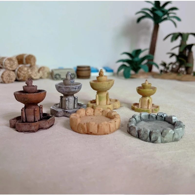 Emulation Miniature Chi Pool Fountain Micro Scene Sand Table Shooting Props Decoration Models Ornaments