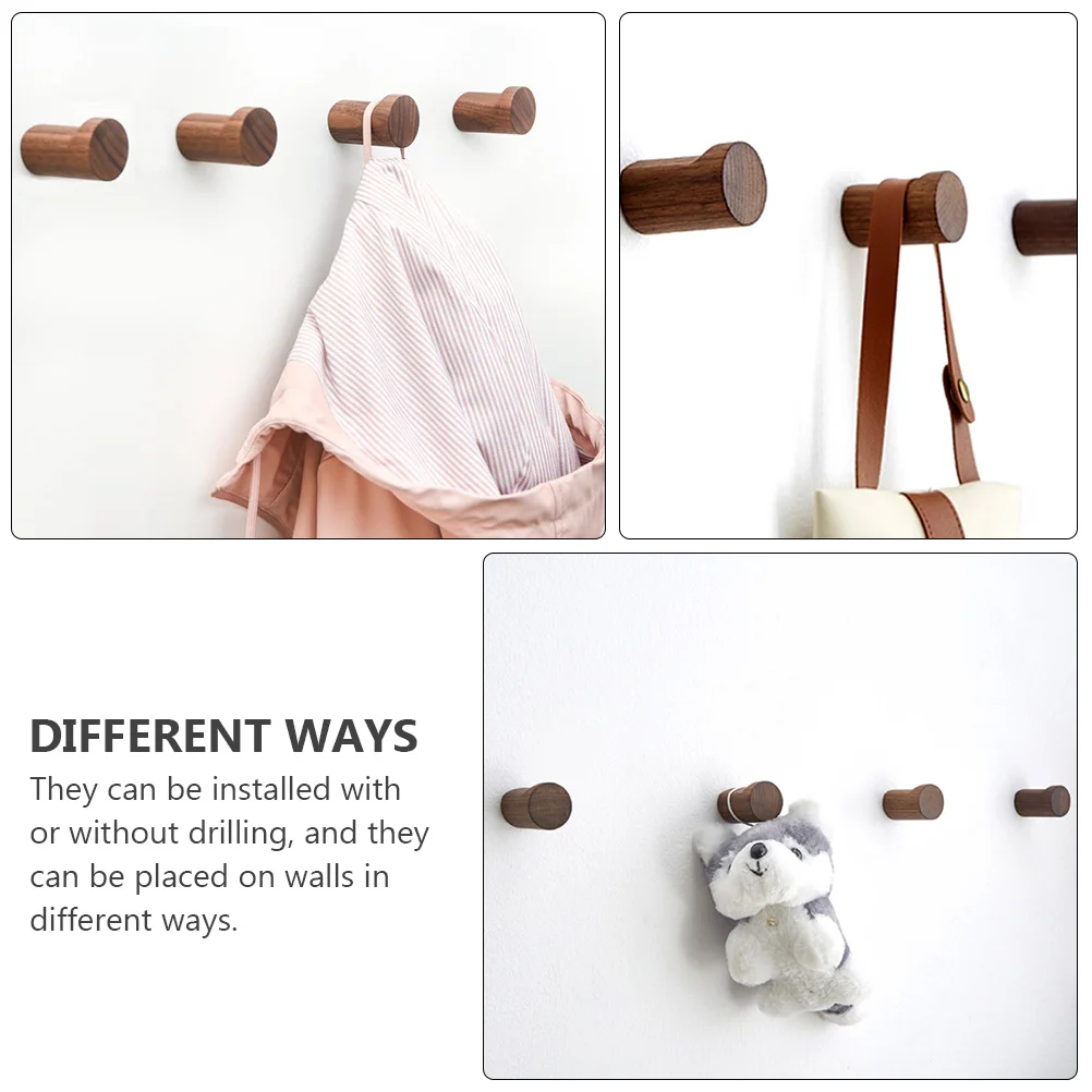 

3 pcs Wooden Hooks ClothesStorage CoatHangers WallMounted HatOrganizer DurableHooks Towels Bags Jewelry Articles