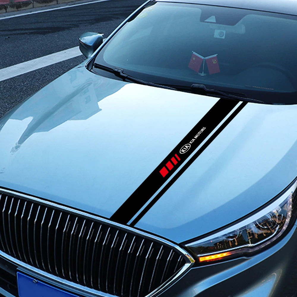 1Pcs Car Hood Cover Vinyl Stripe Badge Bonnet Head Sticker For Kia Sportage Rio 3 Soul Picanto EV6 Cerato Niro Telluride Sorento