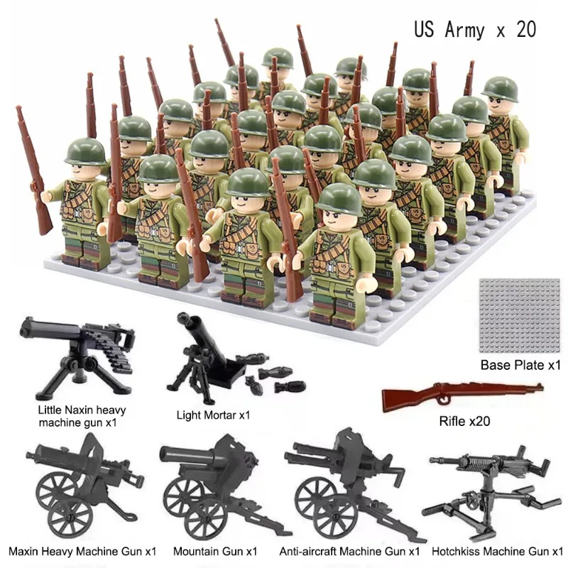

20Military building block assembly doll Italian army German army World War II phalanx suit, humanoid doll, toy, birthday present