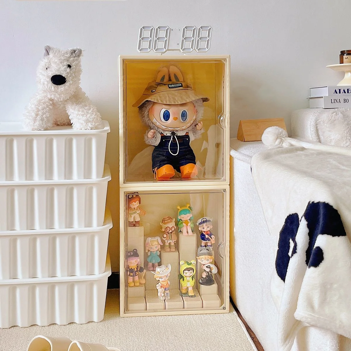 Plush Doll Display Case Doll Display Box For POP-MART Acrylic Handnade Blind Box Display Rack Ladder Action Figures Organizer