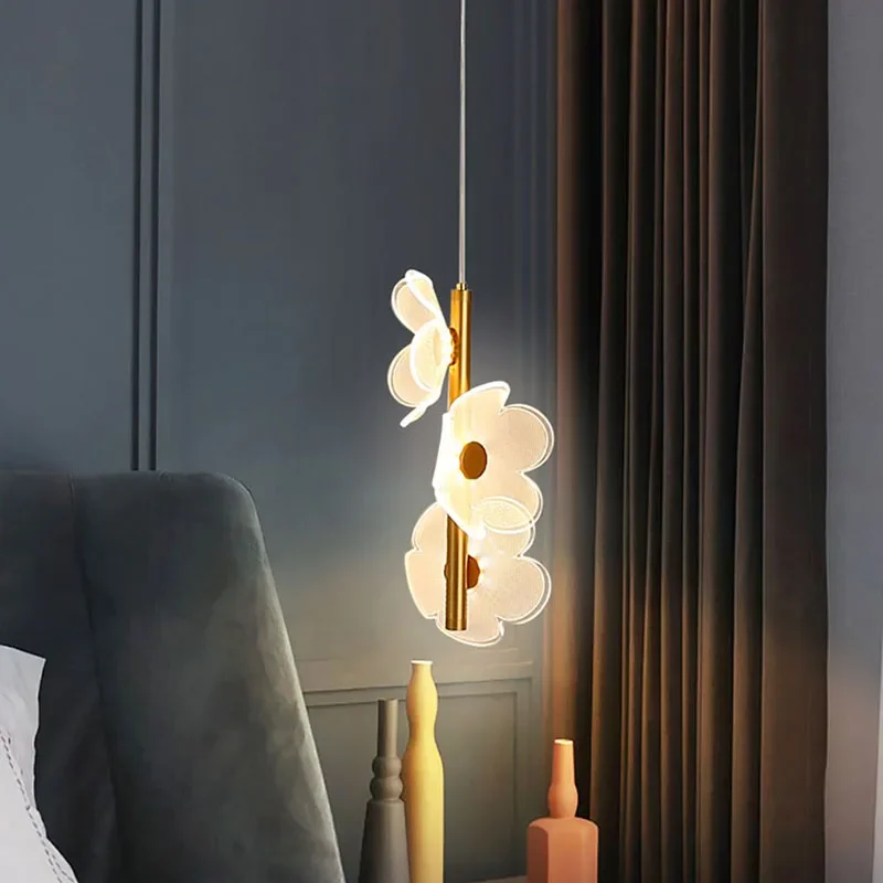 Imagem -04 - Nordic Led Pendant Lamp Flower Design Quarto de Crianças Cabeceira Estudo Corredor Lustre Interior Home Decor Iluminação Luminária Brilho