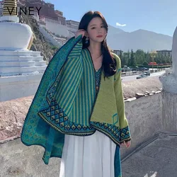 Poncho Cape Autumn and Winter Scarves Women's Travel Shawl Imitation Cashmere European and American Ethnic Style Split Cloak
