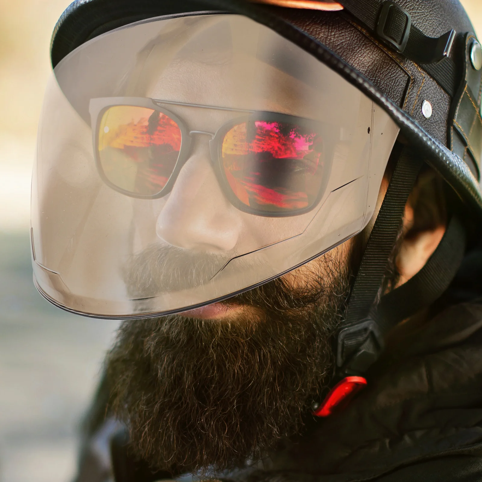 قناع الدراجة النارية، درع شفاف متين وسهل الاستبدال، ملحق حماية مقاوم للرمال والرياح، قناع القرش #1