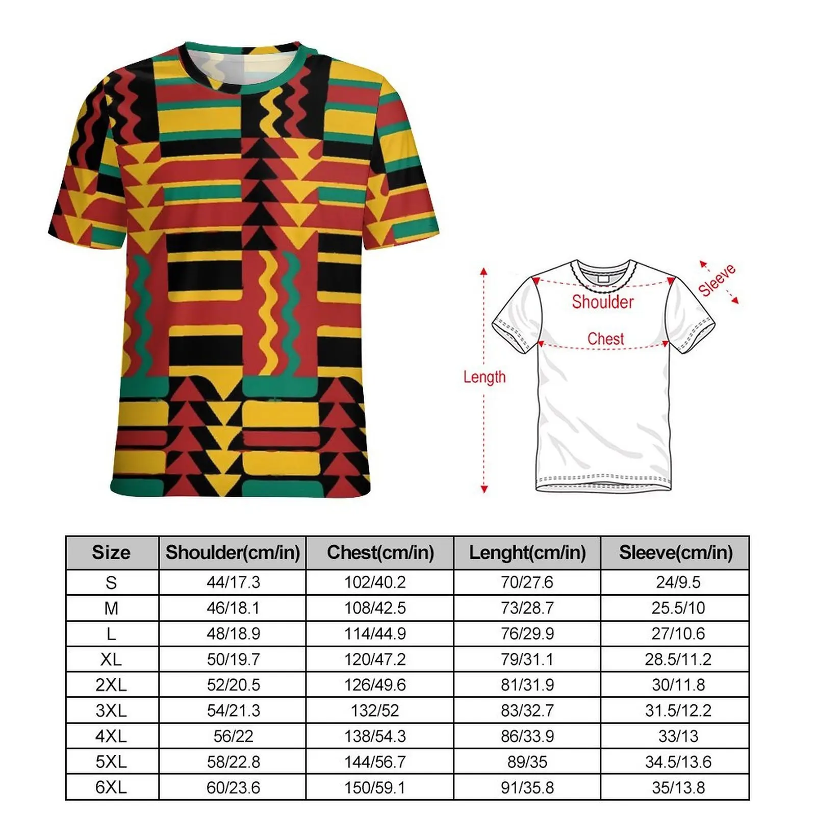 Original T Shirt Kente Vintage Geometric T-Shirts Retro Rasta Colors Funny Retro Tees For Couple Short Sleeve Plus Size Tops