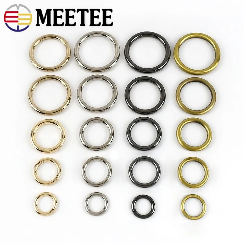 10Pcs Meetee 15-50mm Circle O Ring Connection Metal Buckles for Shoes Clothes Loop Hardware Bags Belt Buckle DIY Accessories