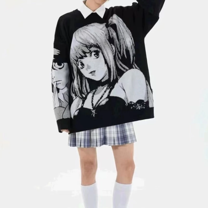 Y2K Women Hip Hop Streetwear Harajuku Sweater Vintage Japanese Style Anime Girl Knitted Soft Pullover Sweaters Female Clothes