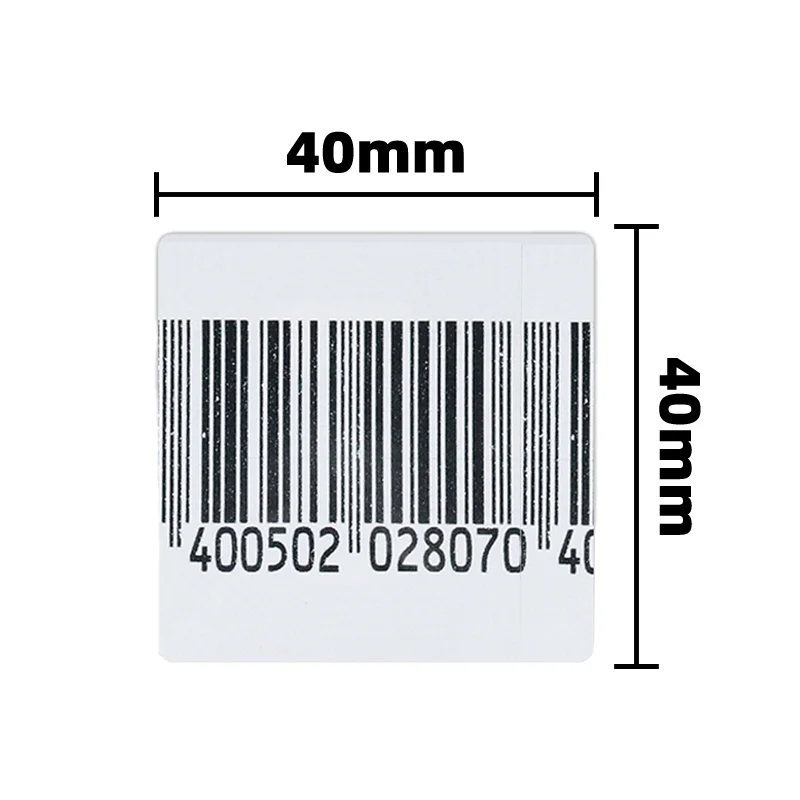50 Pieces 40*40mm EAS RF 82MHz Antitheft Label with bar Code Security Sticker for Boxes Loss Prevention