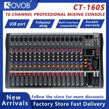 CT160X professional 16 channel mixing console with USB Bluetooth reverb effect for stage performance, can be monitored and tuned