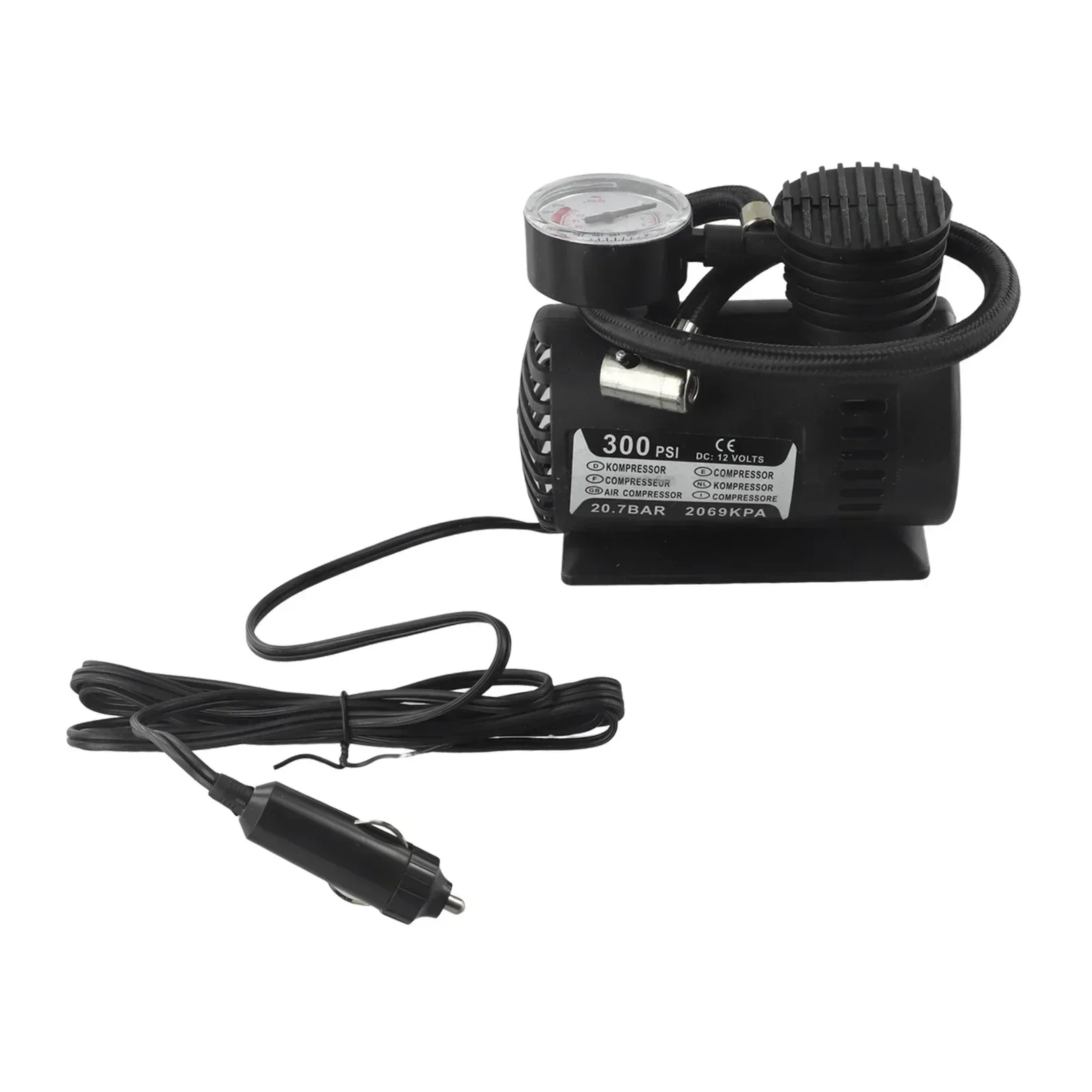 1pc 12V 5A 300psi Car Portable Air Compressor Pump Tire Tyre Inflator 25L/min Air Volume Fit For Car Motorcycle / Bicycle