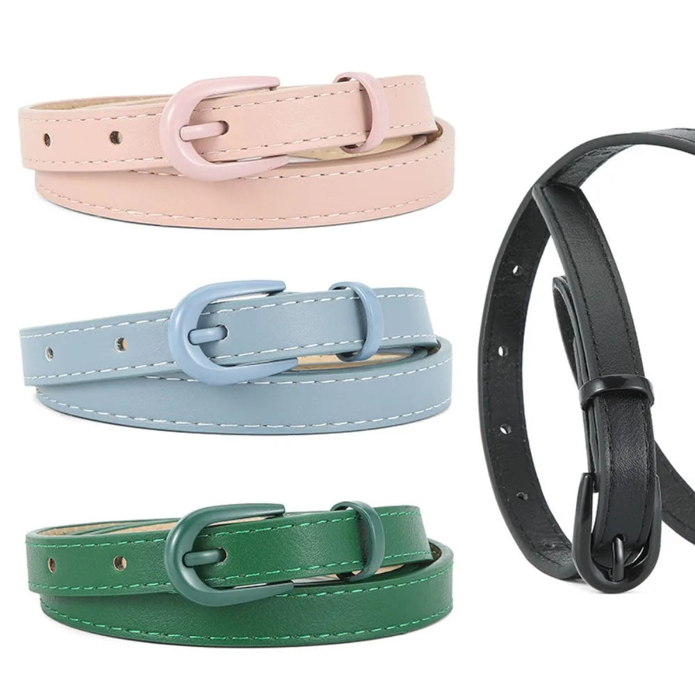 New Leather Pin Buckle Belts Solid Color Alloy Buckle Waist Belt Waist Closing Decorative Women