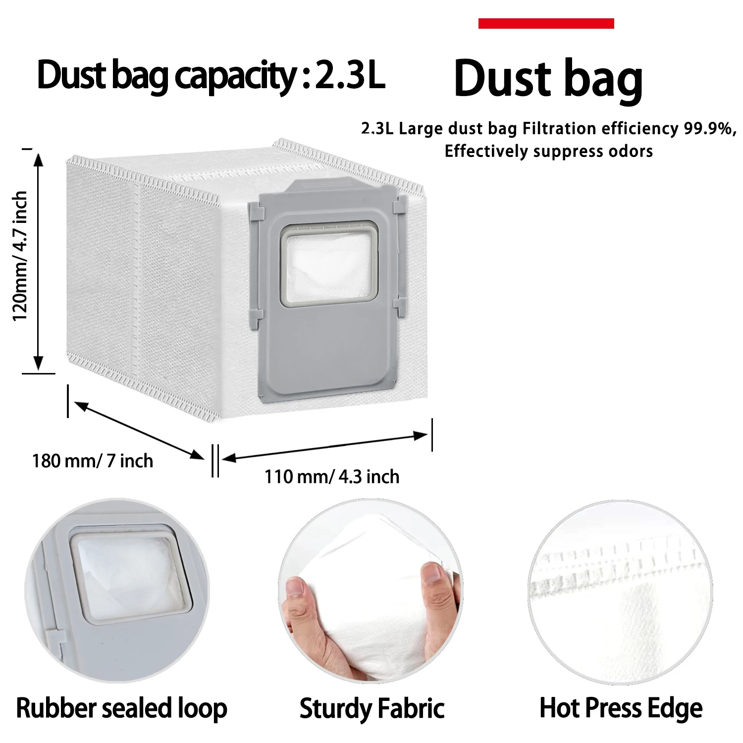 Replacement Accessories Kit Compatible with ﻿DJI ROMO A/ROMO P/ROMO S Robot Vacuum Parts,Mop Pad,Dust bags view 5