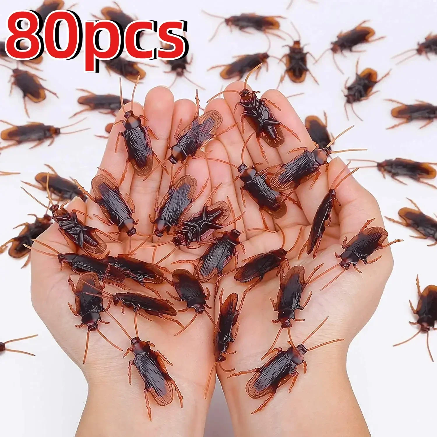 10-80Pcs Artificial Cockroach Realistic Fake Roach Insects Novelty Trick Props Kids Toy Halloween Party Decoration Plastic Bugs