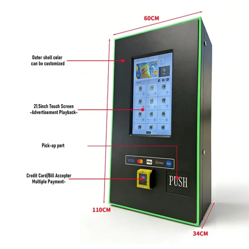 Custom Wall-mounted Nicotine Vending Machine with Identity Verification and Card Reader for Small Item As Cigarettes and Tobacco