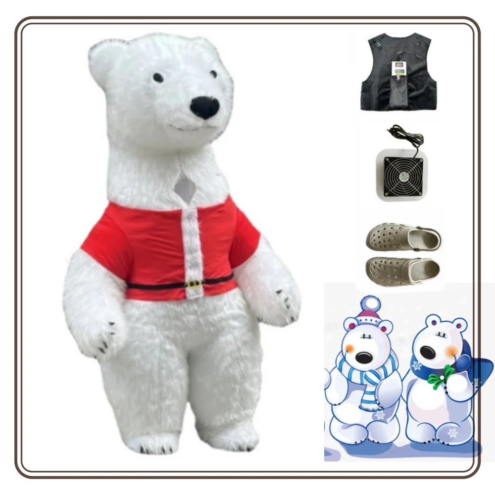 

Inflatable 2M/2.6M/3M Bear Mascot Costume Cute Polar Bear Hairy Promotion Ad Campaign Inflated Garment Halloween Carnival Suit