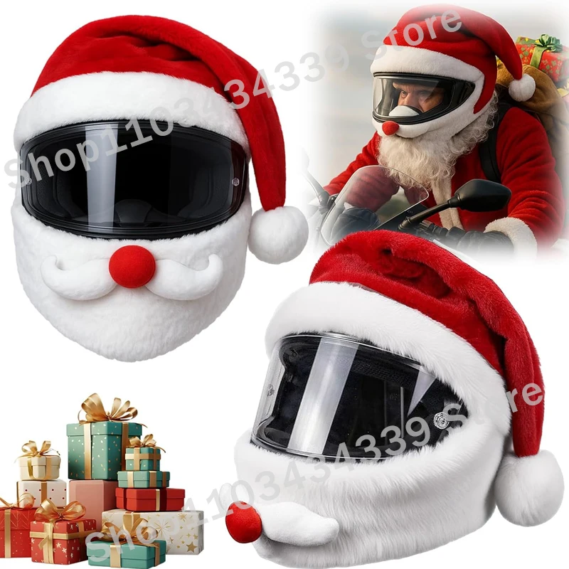 Motorcycle Helmet Cover Santa Cycling Helmet Christmas Full Face Safe Hat Santa Claus Racing Cap Merry Christmas Decoration Gift