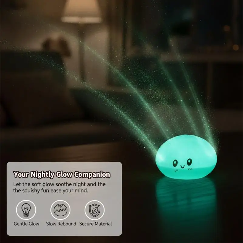 Luminous Glitter Dumpling Squeeze Stress Balls Soft Colorful Fidget Sensory Toy Portable for Travel Kids Adult Anxiety Relief