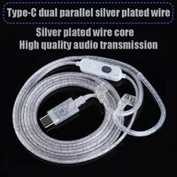 KZ Dual Silver Plated Type-C Upgrade Line Gold Plated Pin HIFI Fever Copper Silver Plated 0.75MM Gold-Plated Pin Cable Earphone