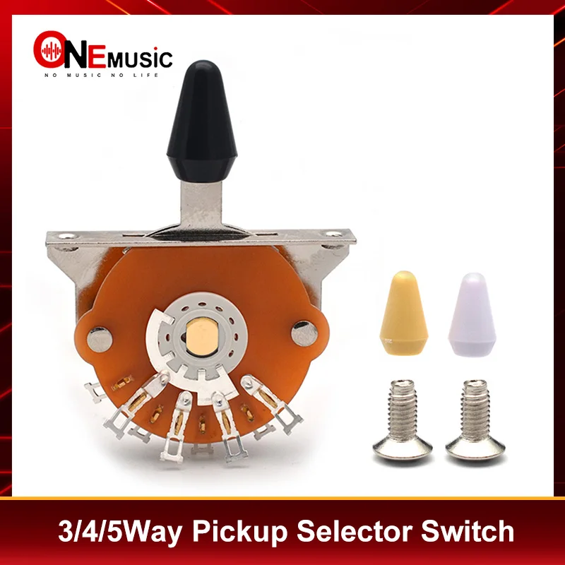 Electric Guitar 3 Way 4Way 5Way Pickup Selector Switch with Black/White/Yellow Knob