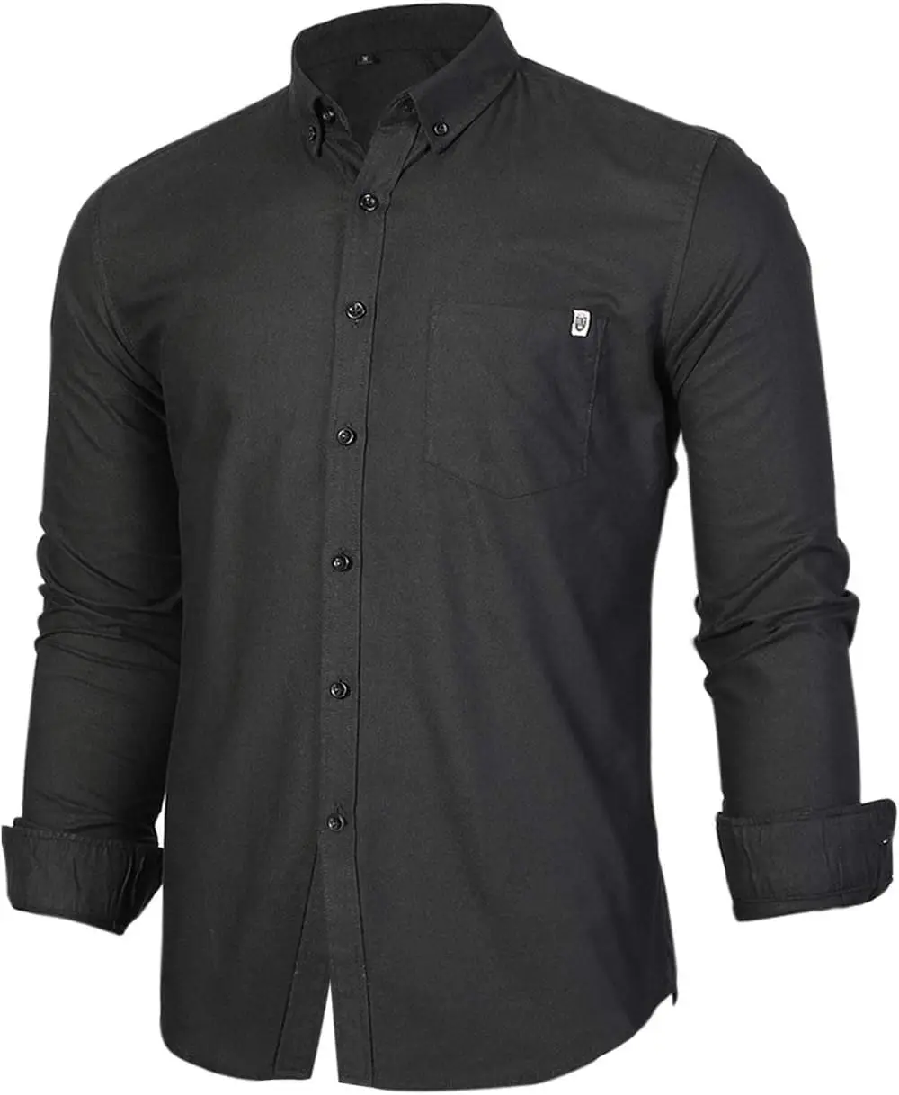 Pioneer Camp Men's Oxford Casual Shirt Long Sleeve Button Down Cotton Shirt Regular Fit with Chest Pocket