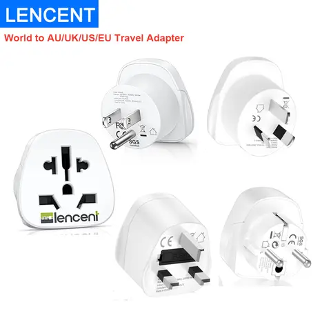 LENCENT 2 PCS World to AU/EU/UK/US Travel Adapter Overload Protection Travel Plug Converter Travel Adapter for Travel/Home