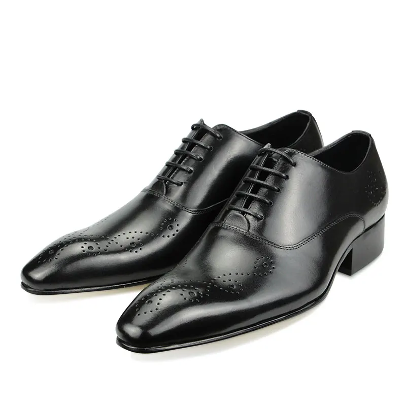 Brogue Dress Shoes Oxfords for Mens Fashion Business Casual Party Banquet Daily Retro Genuine Leather Shoe Lace-up Hand Painted