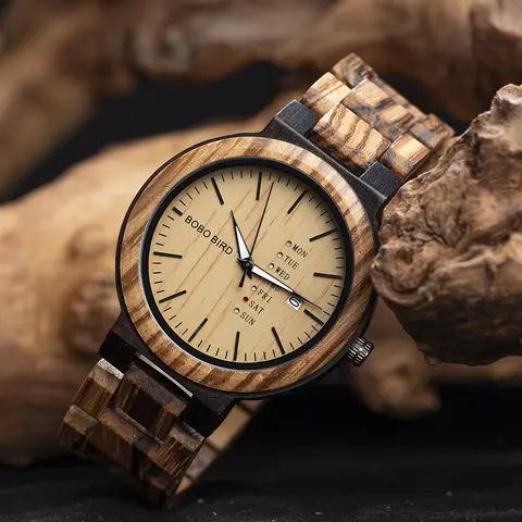Men's Wooden Quartz Watch with Date BOBO BIRD