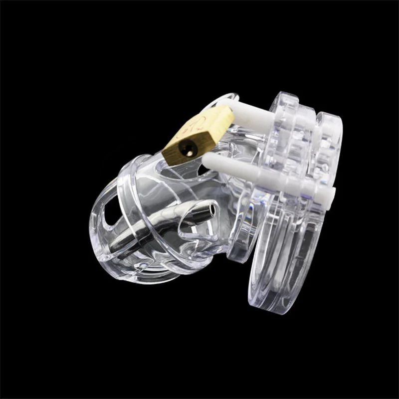 Male Plastic Penis Cage Metal Urethral Catheter Tube Cock  Chastity Device Cage Erotic Sex Product Toy for Men BDSM