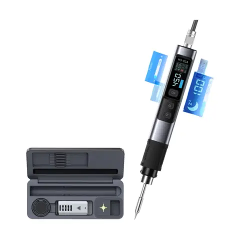 FNIRSI HS-02 Adjustable Temperature Soldering Iron DC 20V 100-450℃ Welding Solder Rework Station PD 100W Portable Repair Tool