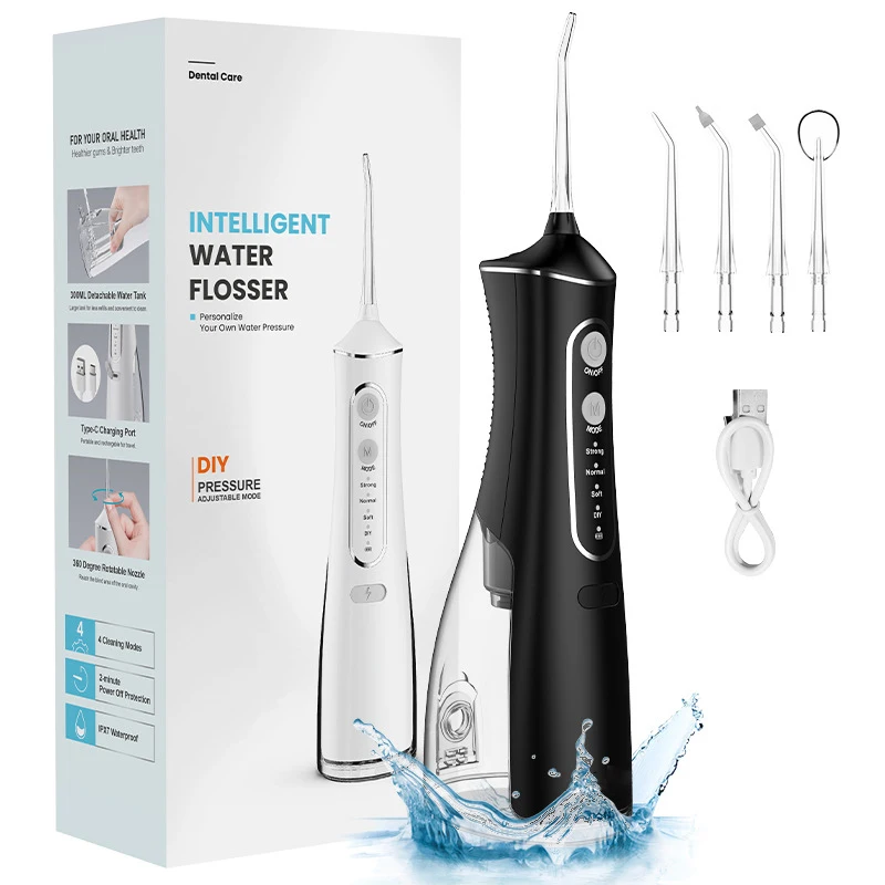 

Portable Water Flossers Oral Irrigator Rechargeable Dental 4 Modes DIY for Teeth 300ML Water Tank Waterproof Teeth Cleaner 4 Jet