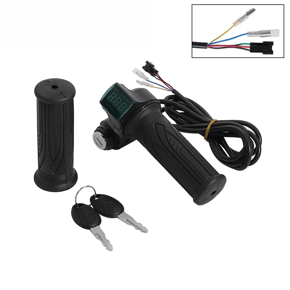 

Ручка дроссельной заслонки для электрического велосипеда, скутера, руль с выключателем питания, 24/36/48/60 В, светодиодный цифровой измеритель, аксессуары для светодиодного дисплея