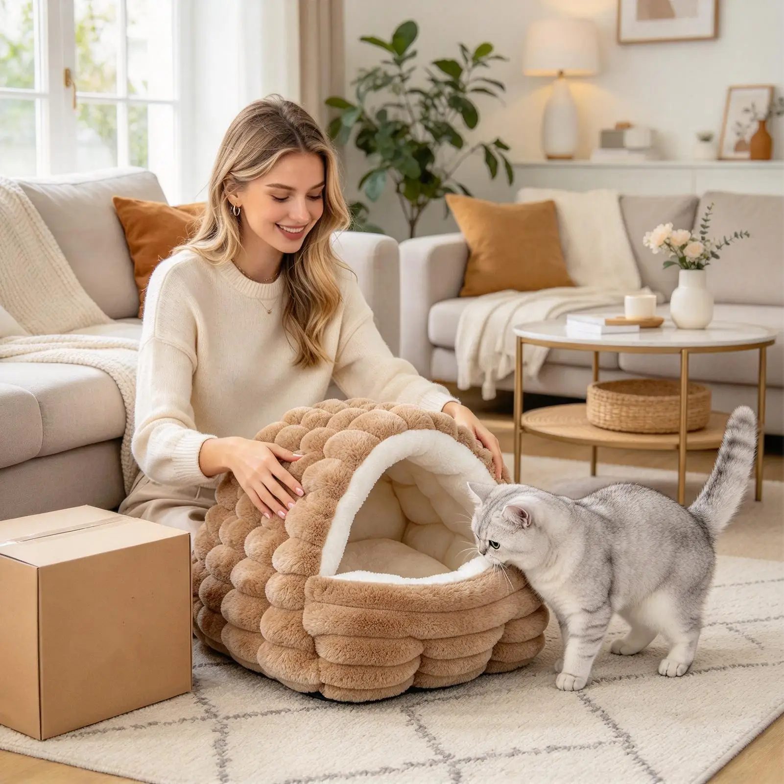 Cat Sack Soft Thick Fleece Lining Warming Enclosed Wrap Cat House Bed For Puppy Kitten Small Pet Winter Christmas Easter New