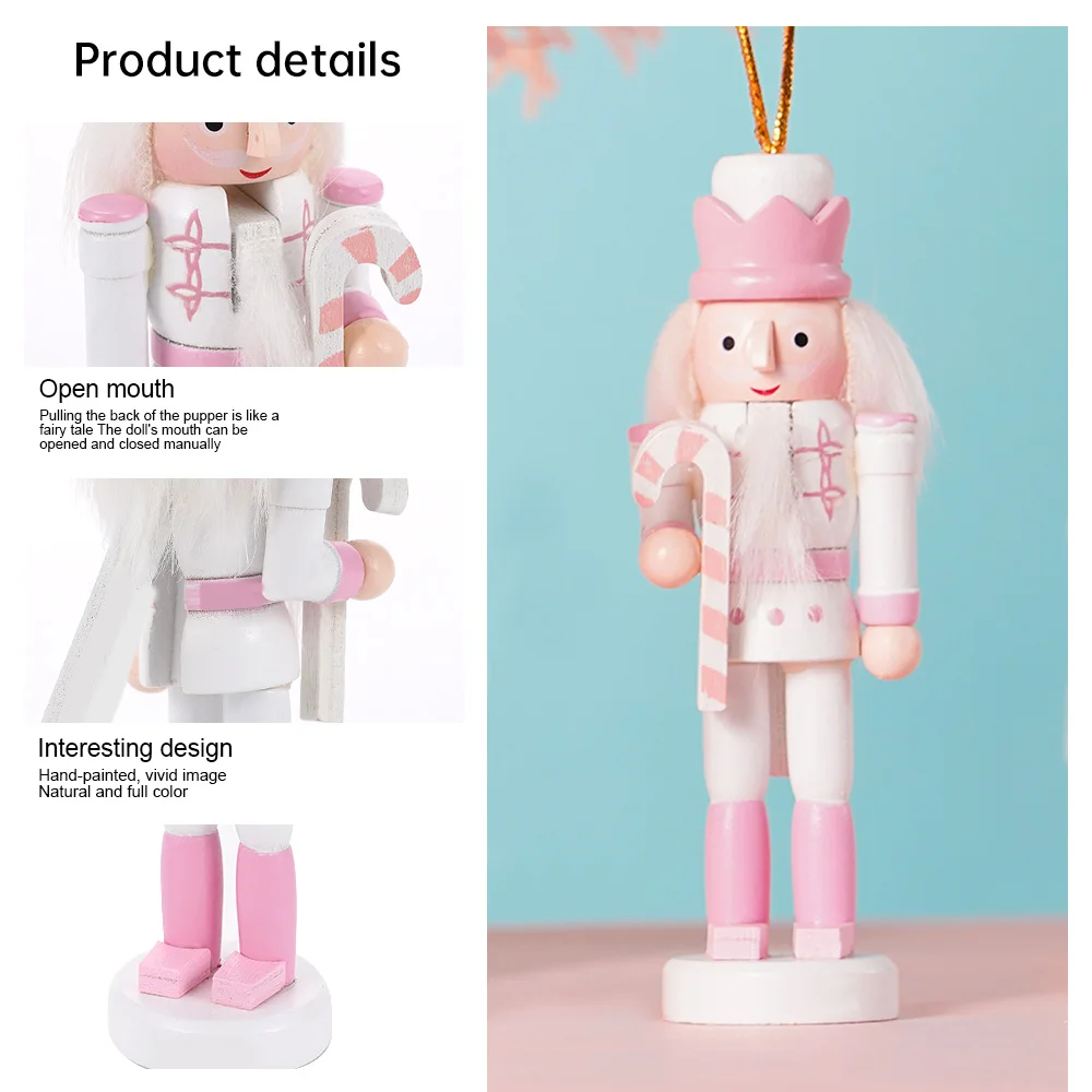 5/10/15pcs 12cm  Wooden Nutcracker Doll Soldier Red Gold Pink Puppet Christmas Kids Gifts New Tree Pendant Ornaments Decoration