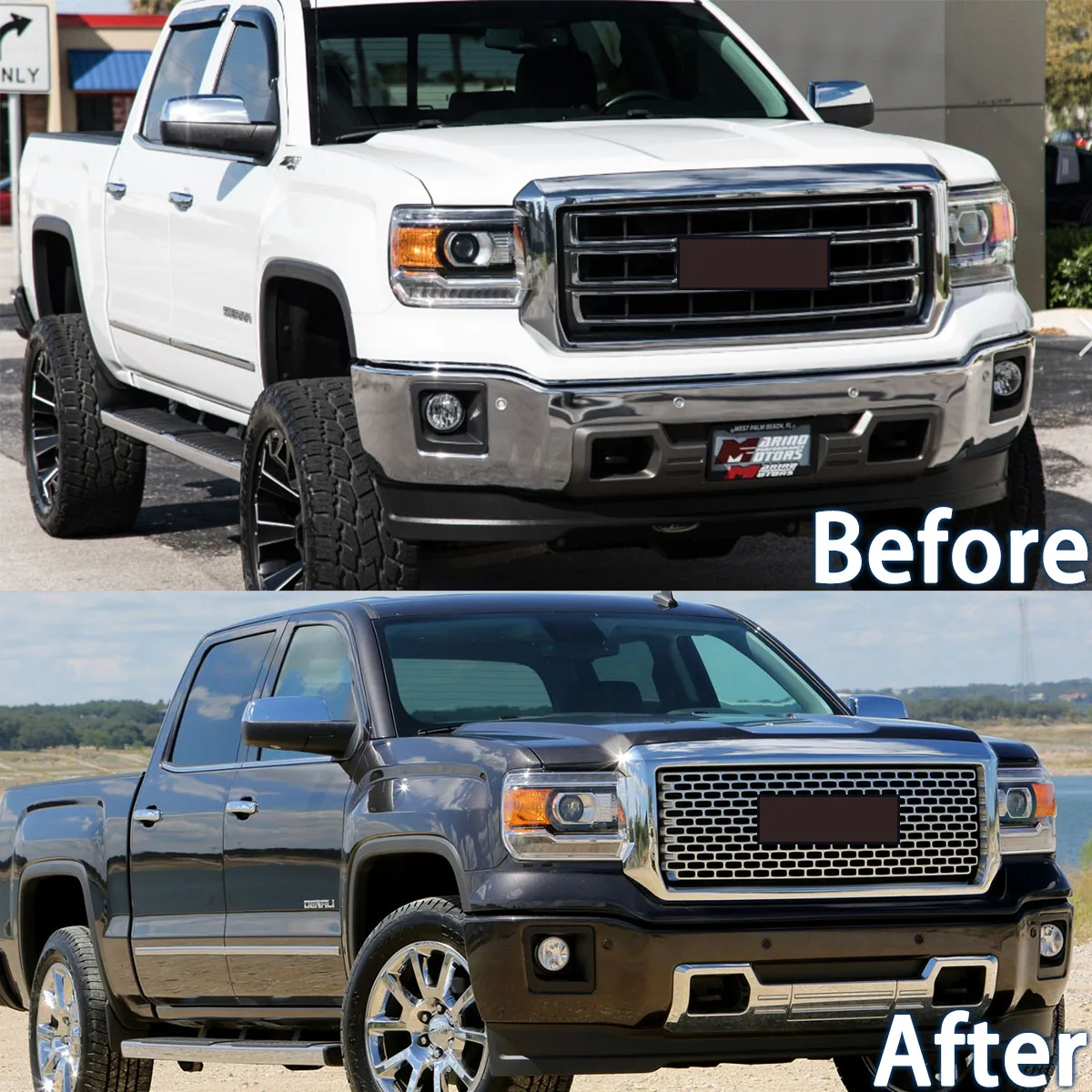 Front Grille For 2014-2015 GMC Sierra 1500 Denali Front Upper Bumper Grille Honeycomb Radiator Mesh Grid Cover Air Inlet Grille