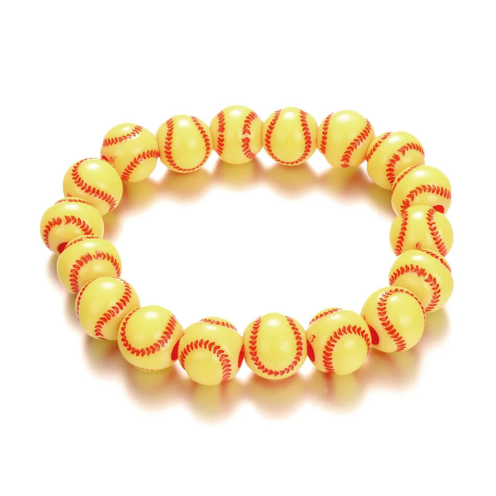 Elastic Basketball US Football Baseball Tennis Strand Bracelet Acrylic Bangle Fashion Charm Jewelry For Women Men Gift