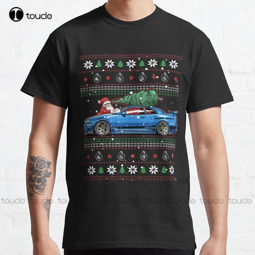 Christmas Ugly  Skyline R34! Best Car Guy Gift! Classic T-Shirt Tee Shirts Custom Aldult Teen Unisex Xs-5Xl Cotton Shirts