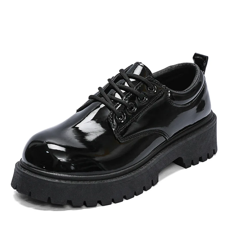 Men's 2026 Mirror Leather Derby Shoes Wide Fit Round Toe Platform Height Increase Business Formal Casual Smart Shoes Sneakers