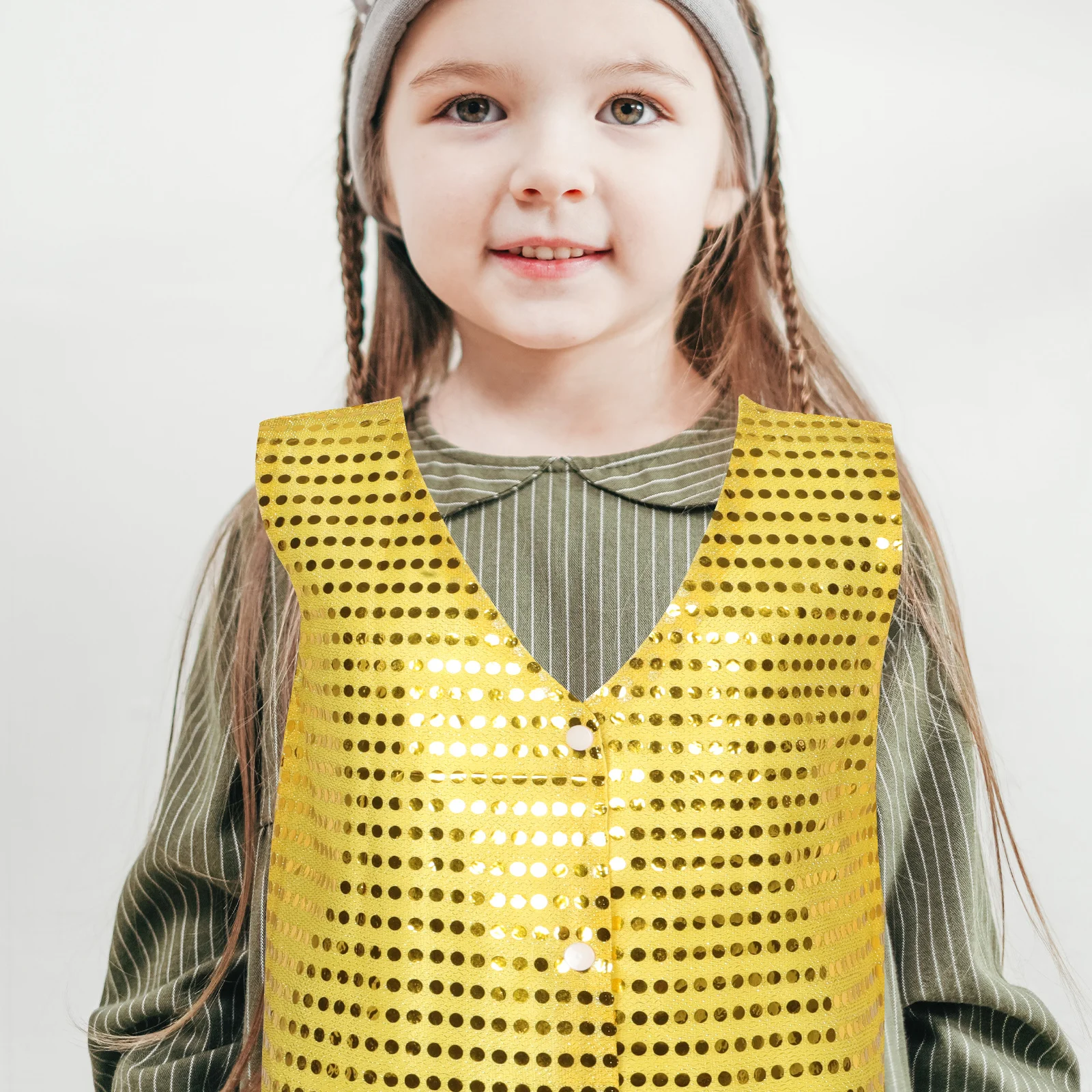 

1pcs Kids Sequin Vest 130 Cm Sparkly Sleeveless Waistcoat For Dance Costume Jazz Hip Hop Stage Outfit Children Disco Party