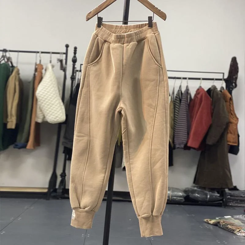 

Fashionable Loose and Versatile Harem Pants Slimming Spliced and Velvet Casual Sweatpants