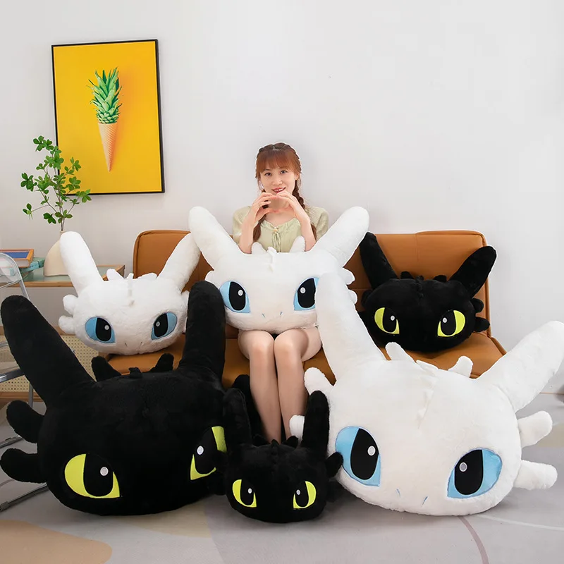 Almohada de cuerpo de dragón sin dientes, cojín de felpa de dragón de dibujos animados, almohada decorativa suave para el cuerpo, decoración de cojín trasero relleno de Anime