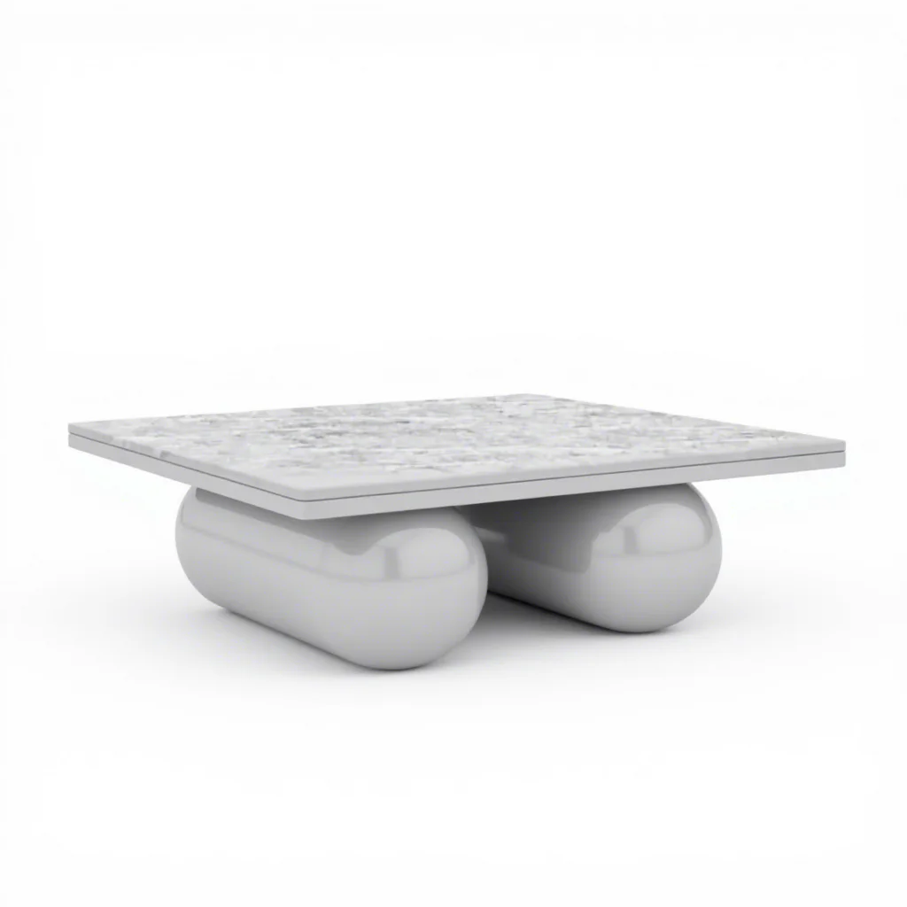 

With Marble Top and Metal Frame Adjustable for Living Room Apartment & Hotel Furniture Modern Square Stone Coffee Table