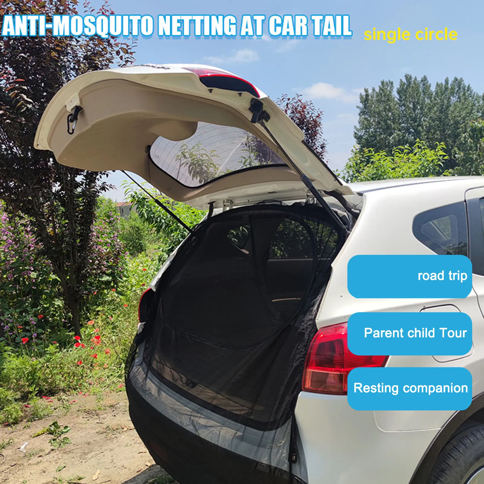 Car Tailgate Net Anti-Mosquitoes Breathable Rear Windshield Sunshade Screen Magnetic Suction Windproof Car Screen For