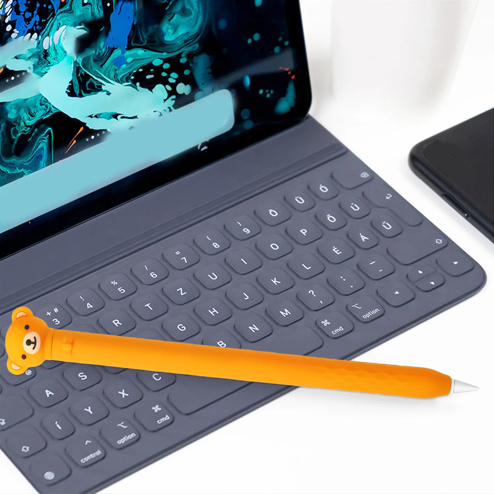 

Case for Stylus Pen Pencil 1St Gen High Quality Silicone Anti Slip Shockproof Cover with Cap Stylish Look Scratch