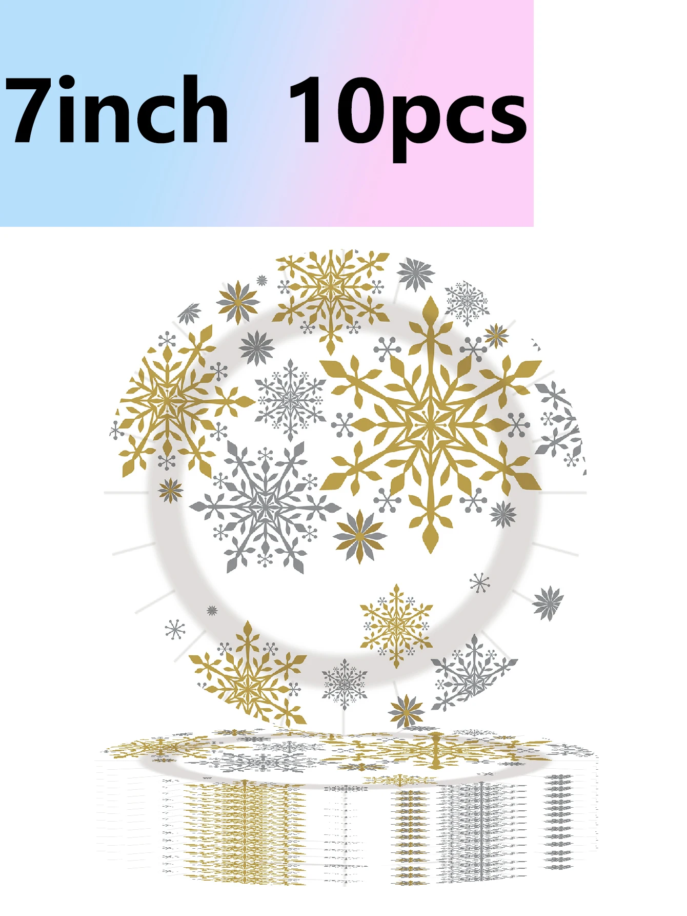 Christmas gold and silver gray snowflake party set, paper tray, tissue paper cup, decorative supplies, camping