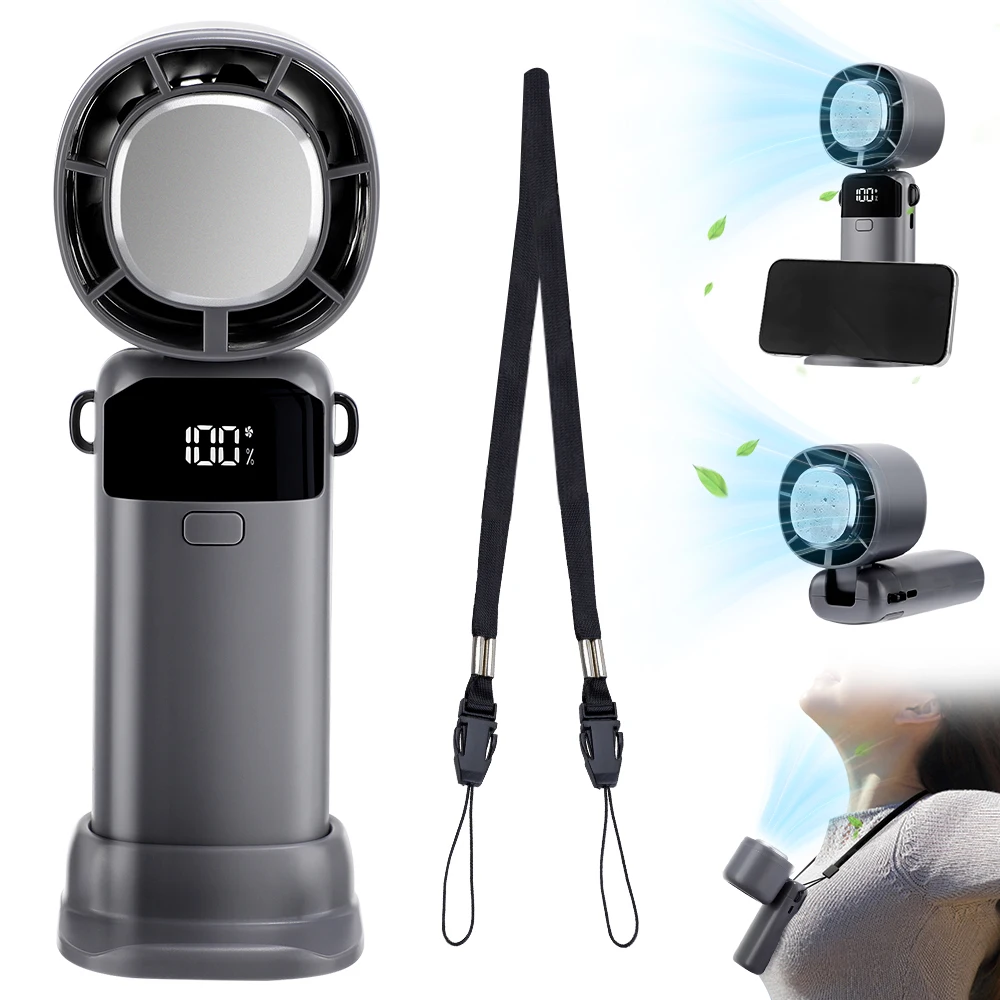 مروحة USB صغيرة 5 سرعات ضغط الجليد مروحة تبريد الهواء متعددة الوظائف سطح المكتب المحمولة مروحة يدوية قابلة للطي معلقة الرقبة مروحة